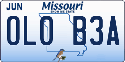 MO license plate OL0B3A