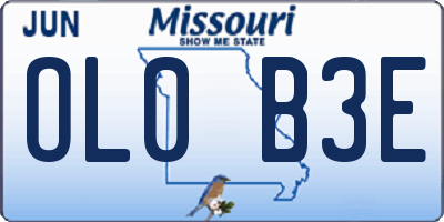 MO license plate OL0B3E