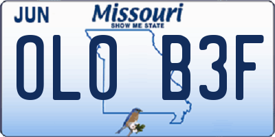 MO license plate OL0B3F