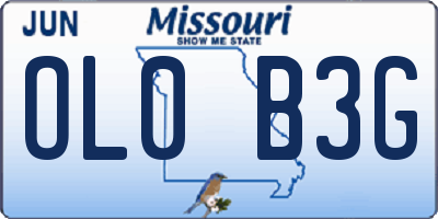 MO license plate OL0B3G
