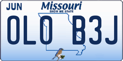 MO license plate OL0B3J