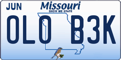 MO license plate OL0B3K