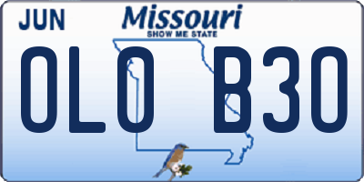 MO license plate OL0B3O