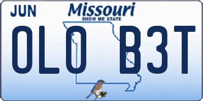MO license plate OL0B3T
