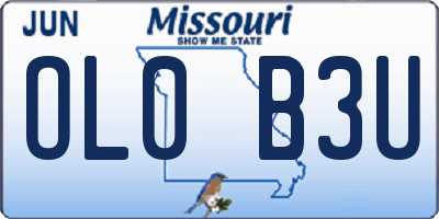 MO license plate OL0B3U