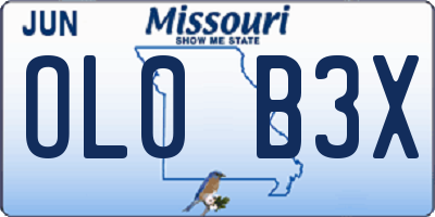 MO license plate OL0B3X