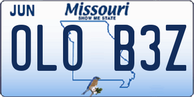 MO license plate OL0B3Z