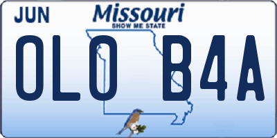 MO license plate OL0B4A