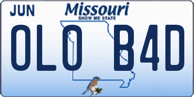 MO license plate OL0B4D