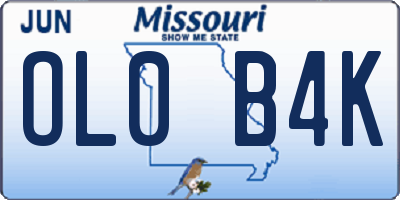 MO license plate OL0B4K