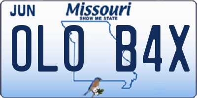 MO license plate OL0B4X