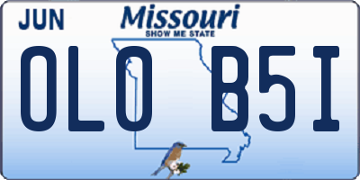 MO license plate OL0B5I