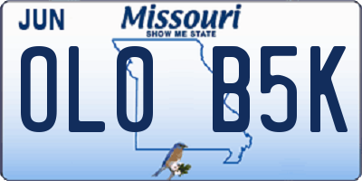 MO license plate OL0B5K