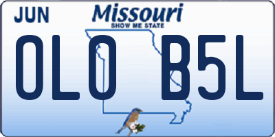 MO license plate OL0B5L