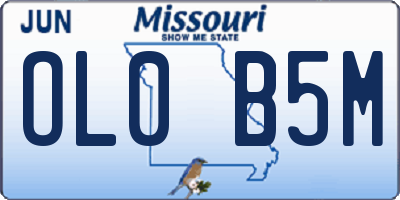 MO license plate OL0B5M