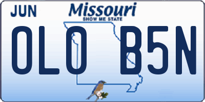 MO license plate OL0B5N