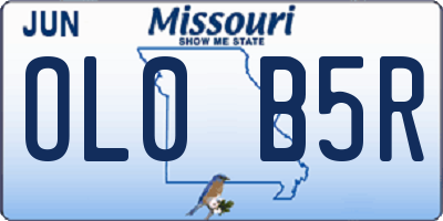 MO license plate OL0B5R