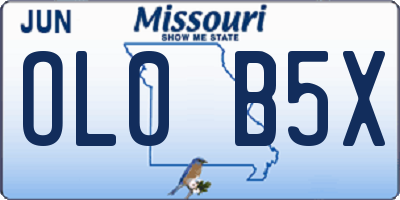 MO license plate OL0B5X
