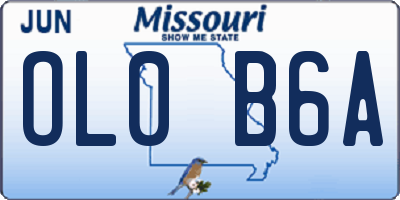 MO license plate OL0B6A