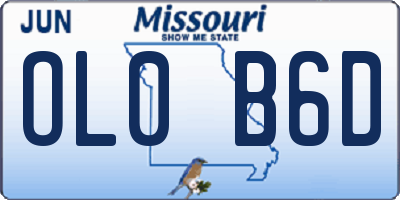 MO license plate OL0B6D