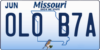 MO license plate OL0B7A
