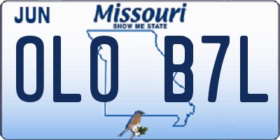 MO license plate OL0B7L