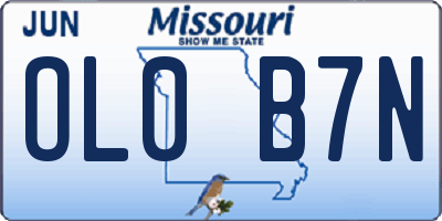 MO license plate OL0B7N