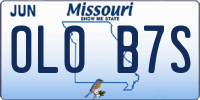 MO license plate OL0B7S