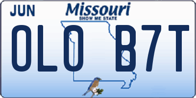 MO license plate OL0B7T