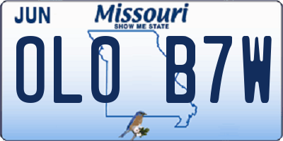 MO license plate OL0B7W