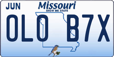 MO license plate OL0B7X