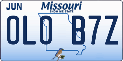 MO license plate OL0B7Z