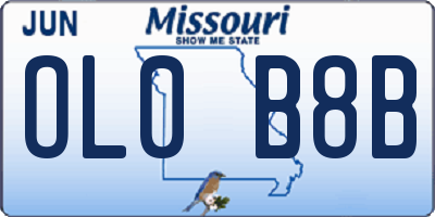 MO license plate OL0B8B