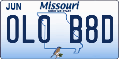 MO license plate OL0B8D