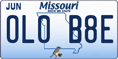 MO license plate OL0B8E