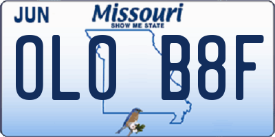 MO license plate OL0B8F