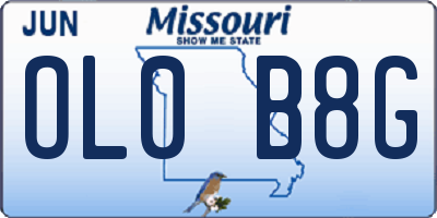 MO license plate OL0B8G