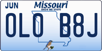 MO license plate OL0B8J