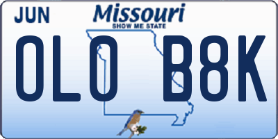 MO license plate OL0B8K