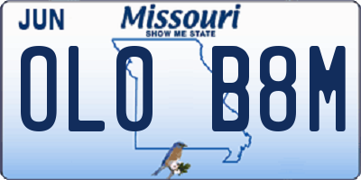 MO license plate OL0B8M