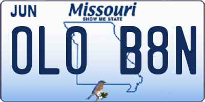 MO license plate OL0B8N