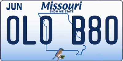 MO license plate OL0B8O