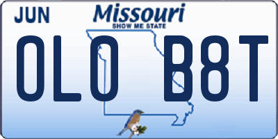 MO license plate OL0B8T