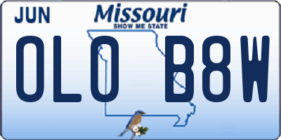 MO license plate OL0B8W