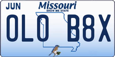 MO license plate OL0B8X