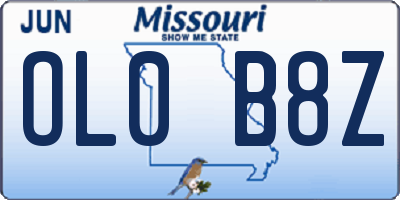 MO license plate OL0B8Z