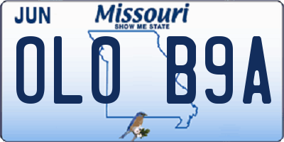 MO license plate OL0B9A