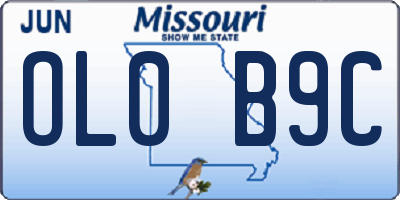 MO license plate OL0B9C