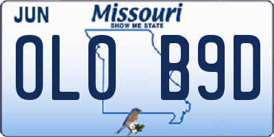 MO license plate OL0B9D