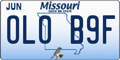 MO license plate OL0B9F